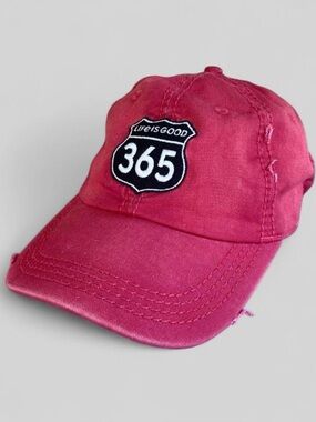 Life Is Good 365 Red Baseball Hat The Art of Optimism Adjustable Cotton Cap